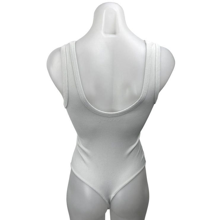 Abercrombie & Fitch White Rib Knit Sleeveless Sweater Bodysuit Tank Top Size XS