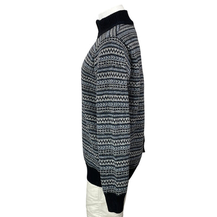 Kensington Eastside Men Blue Jacquard Quarter Zip Long Sleeve Sweater Top Size L