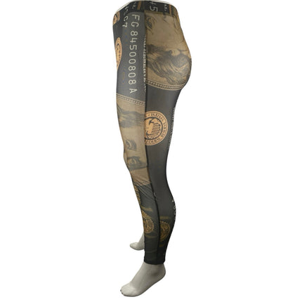 Fashion Nova Women's Multicolor Money Print Mesh Sheer Skinny Leggings Pants 1X
