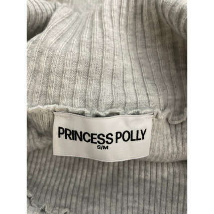 Princess Polly Women's Gray Ribbed Off the Shoulder Long Sleeve Sweater Top S/M