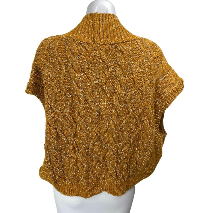 Anthropologie Maeve Yellow Knit Short Sleeve Oversized Cardigan Sweater Vest XL