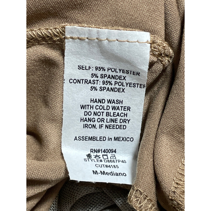 NEW See You Monday Tan Leopard Long Sleeve Tie V Neck A Line Mini Dress Size M