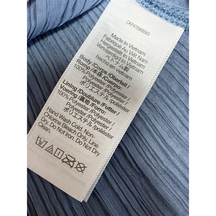 Madewell The Goldie Dress in Plissé Blue Sleeveless Midi Slip Sheath Dress Sz 0