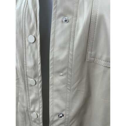 ASOS Collusion Beige Faux Vegan Leather Long Sleeve Belted Mini Shirt Dress Sz 6