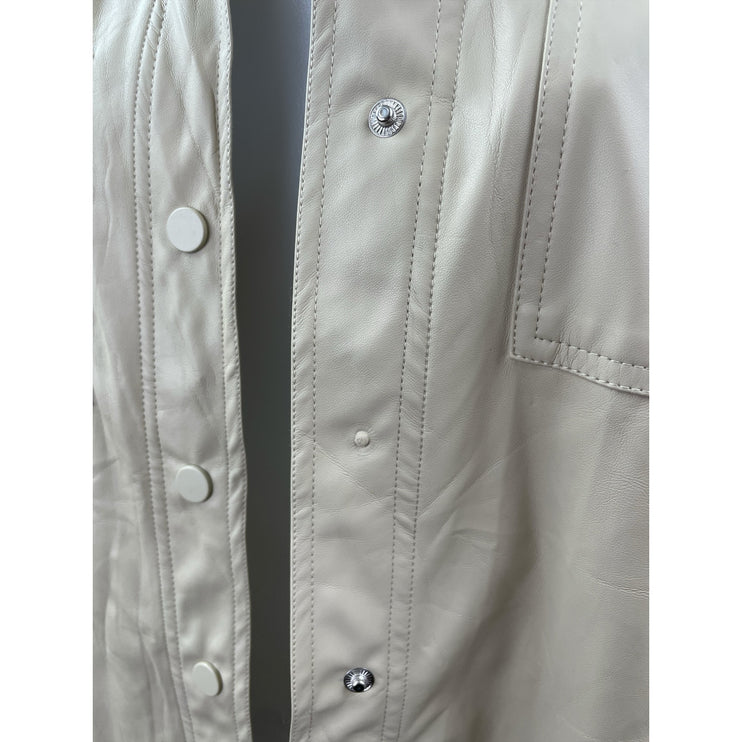 ASOS Collusion Beige Faux Vegan Leather Long Sleeve Belted Mini Shirt Dress Sz 6