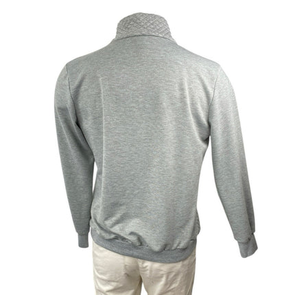 BTFBM Men's Gray Quilted Half Zip High Neck Long Sleeve Sweatshirt Sweater Top L
