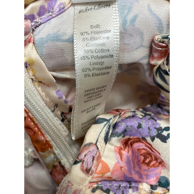 For Love & Lemons Gardenia Multicolor Floral Sleeveless Ruched Bodycon Dress S
