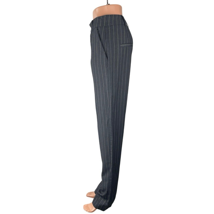 Isalis Women's Gray Striped High Rise Straight Relaxed Trousers Pants Size S