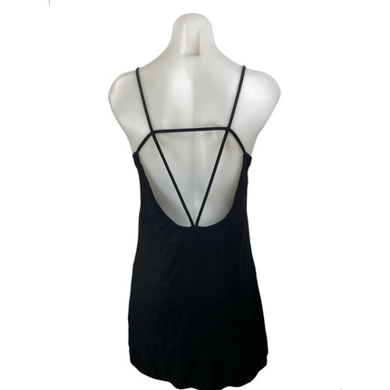 Topshop Women's Black Sleeveless Scoop Neck Open Back Cami Tank Mini Dress Sz 6