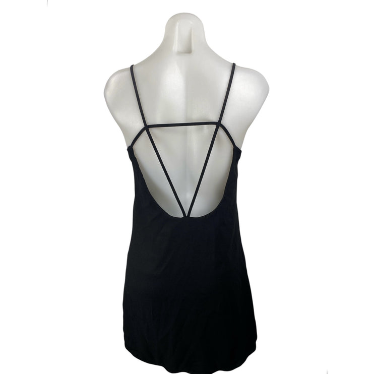 Topshop Women's Black Sleeveless Scoop Neck Open Back Cami Tank Mini Dress Sz 6