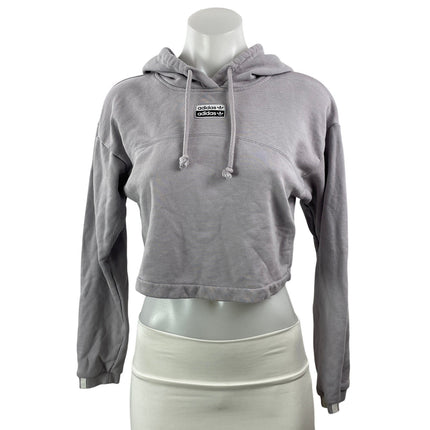 Adidas Originals Vocal Gray Lilac Hooded Cropped Hoodie Sweatshirt Top Size XS