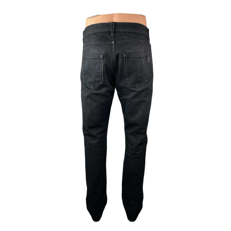 Saint Laurent Men's Black Mid Rise Classic Skinny Tapered Denim Jeans Pants M/L