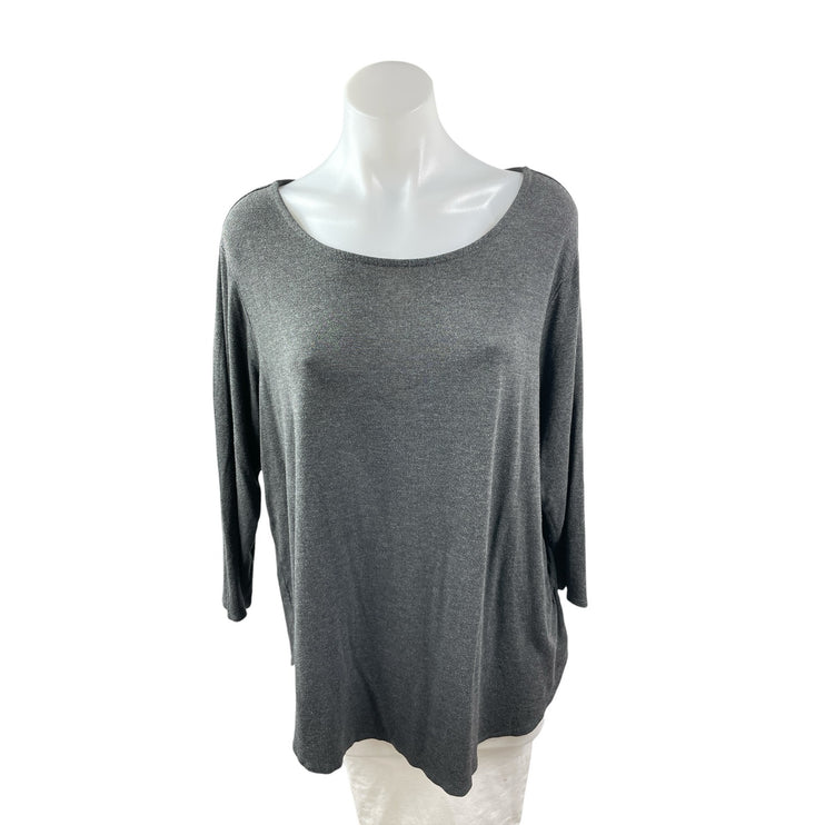 Philosophy Women's Gray Long Sleeve Scoop Neck Tunic T Shirt Tee Top Size 1X