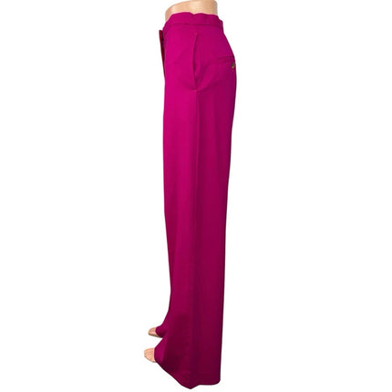 Argent Women's Pink Fuchsia High Rise Straight Wide Leg Baggy Trousers Pants 4