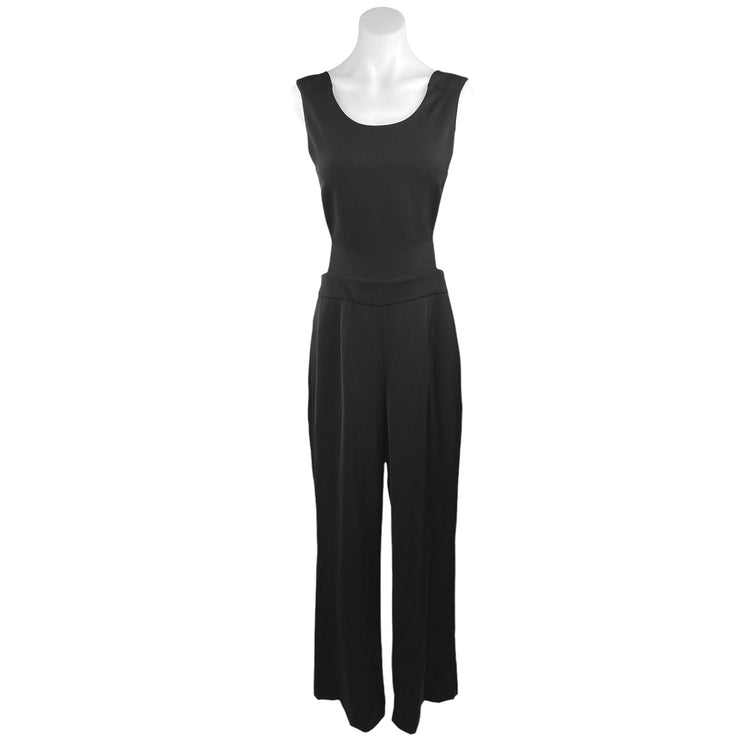 Express Women's Black Scoop Neck Cut Out Sleeveless Wide Leg Jumpsuit Size 10