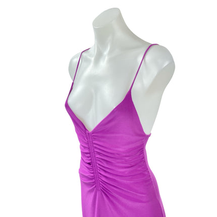 Zara Women's Purple Sleeveless V Neck Ruched Cami Tank Maxi Slip Dress Size S