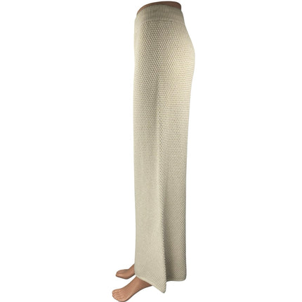 Sincerely Jules Women's Beige Knit Wide Leg Elastic Waist Trousers Pants Size M
