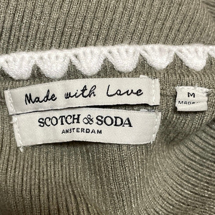 Scotch & Soda Women's Green Ribbed Knit Stitch Trim Sleeveless Tank Top Size M