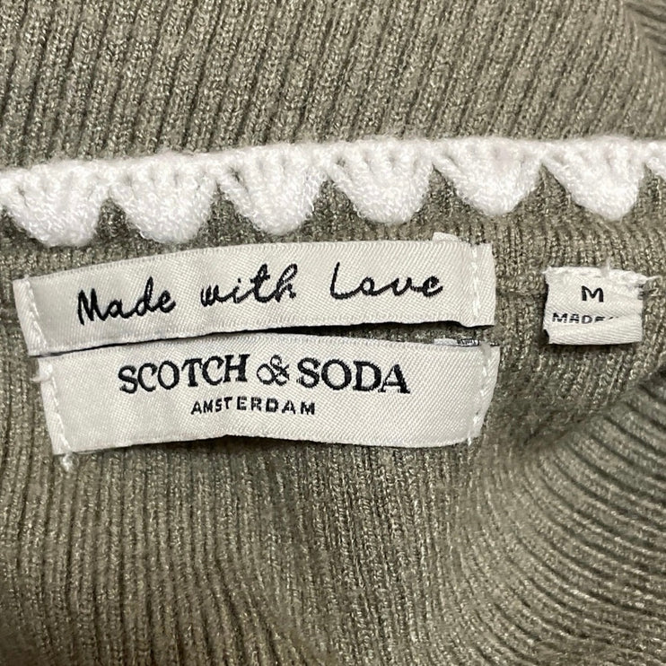 Scotch & Soda Women's Green Ribbed Knit Stitch Trim Sleeveless Tank Top Size M