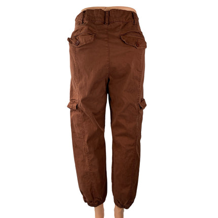 Sanctuary Women's Brown High Waisted Loose Fit Straight Trousers Cargo Pants 30