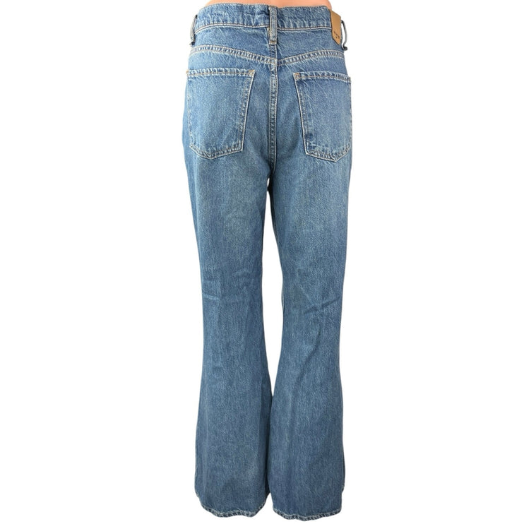 Free People We The Free Women's Blue High Rise Flare Bell Bottom Denim Jeans 28