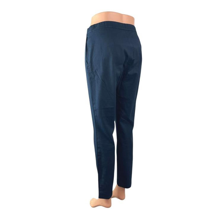 Theory Thaniel Bistretch Women's Blue Twill Slim-Fit Straight Trousers Pants 0