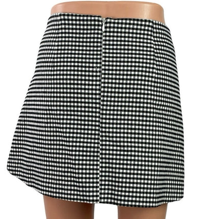 Urban Outfitters Gingham Plaid Check High Rise Mini Flare A-Line Pencil Skirt M