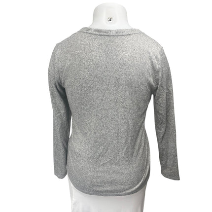 Hurley Women's Gray Knit Long Sleeve V-Neck Active Sweatshirt  Sweater Top Sz XL