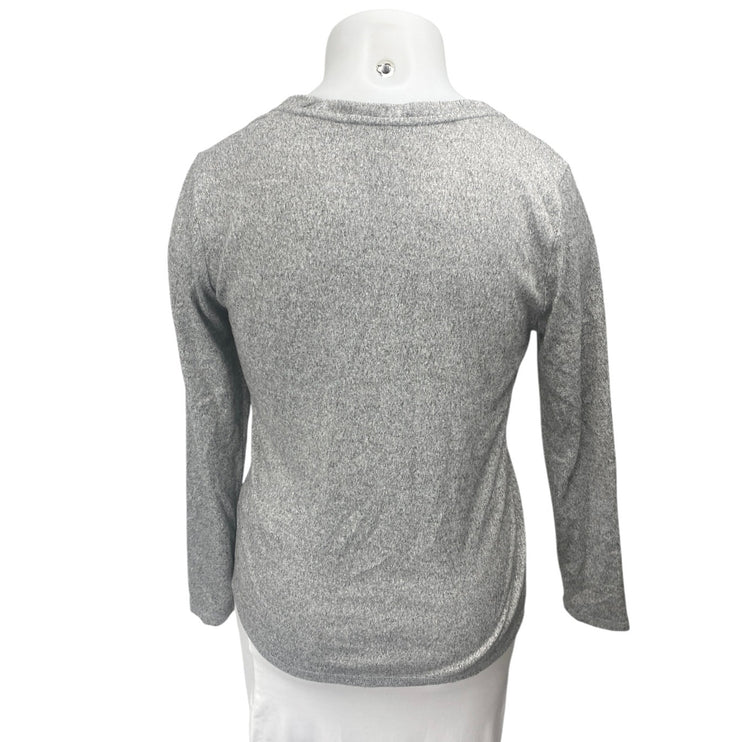 Hurley Women's Gray Knit Long Sleeve V-Neck Active Sweatshirt  Sweater Top Sz XL