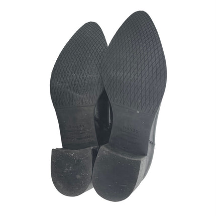 Blondo Elvina Women's Black Leather Zip Pointed Toe Block Heels Ankle Boots 8.5M