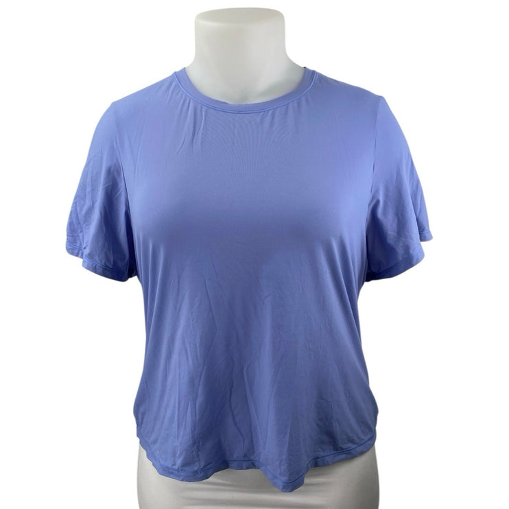 Skims Women's Blue Short Sleeve Crew Neck Stretch Basic T Shirt Tee Top Size M