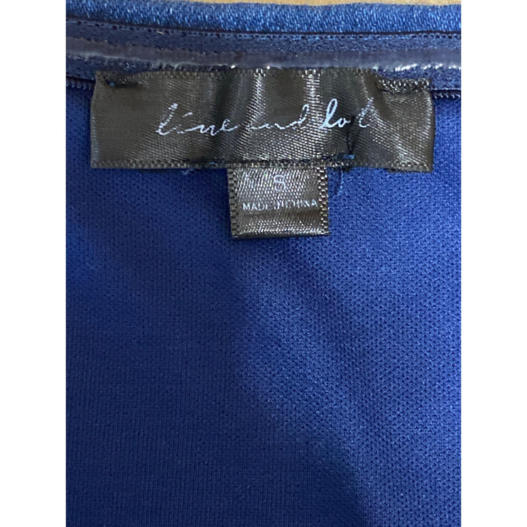 Line and Dot Joey Blue  Denim Ruched Strapless V-neck Crop Bandeau Tube Top Sz S