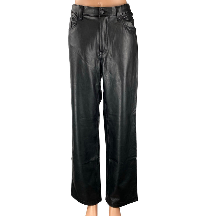 Abercrombie & Fitch 90s The Relaxed Black Faux Leather Vegan Trousers Pants 12