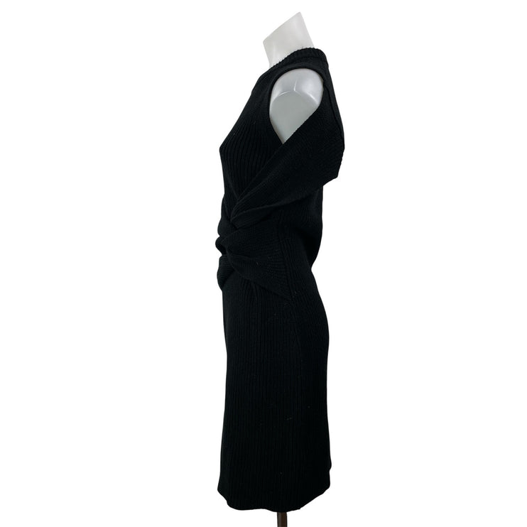 3.1 Phillip Lim Black Sleeveless Draped Wool Twist Front Tank Sweater Dress S