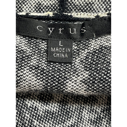 Cyrus Women's Black White Batik Floral Open Front Long Cardigan Sweater Top L