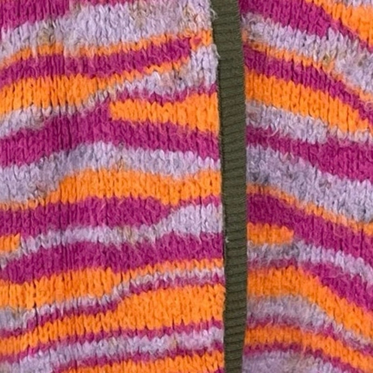 Free People Pink Tiger Abstract Crochet Long Sleeve Maxi Cardigan Sweater Top XS
