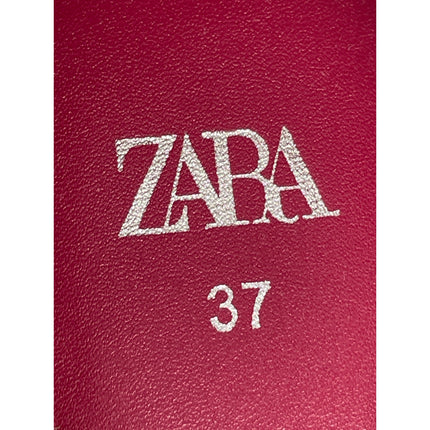 Zara Womens Red Square Toe Block Heels Ankle Strap Mary Jane Pumps Shoes 37 US 6