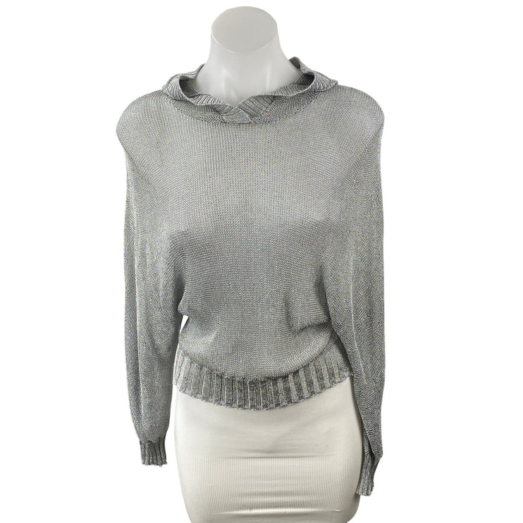 NEW Zara Women's Gray Hoodie Hooded Long Dolman Sleeve Knit Sweater Top Size S