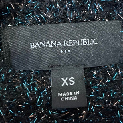 Banana Republic Women's Black Blue Metallic Long Sleeve Pullover Sweater Top XS