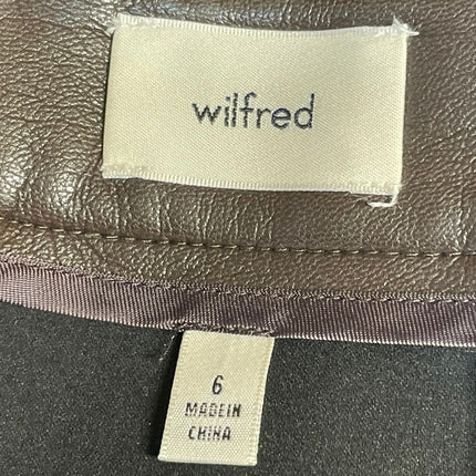 NEW Aritzia Wilfred Patio Mocha Brown Faux Leather High Waist Slit Mini Skirt 6