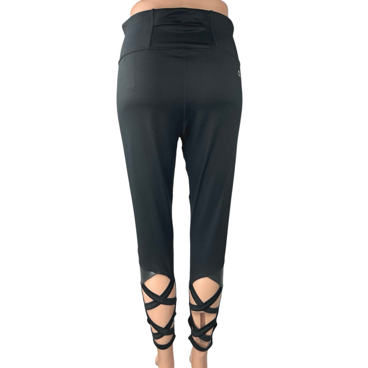 Calvin Klein Performance Black Logo Cutouts Crisscross Back Leggings Pants L