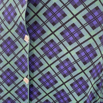 Aleeza Women's Green Purple Plaid Button Front High Waist Mini Skirt Size XL