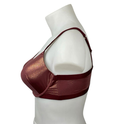 Savage X Fenty Brown Pink Metallic Underwire Adjustable Strap T-Shirt Bra Sz 40C