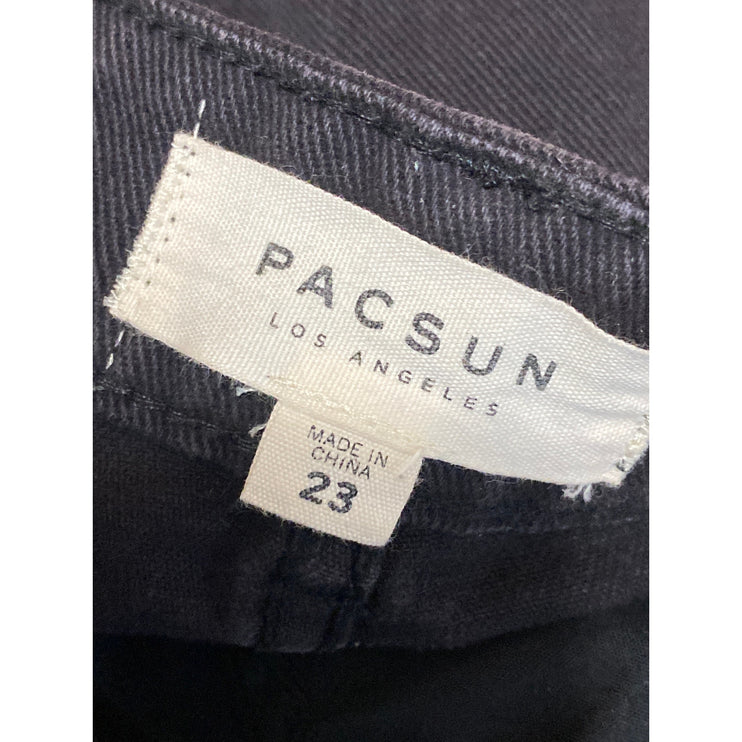 Pacsun Women's Black High Rise Full Zip Mini Flare A-Line Denim Jeans Skirt 23