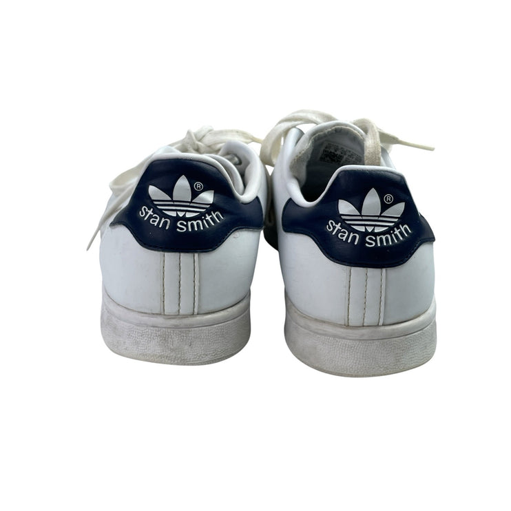 Adidas Stan Smith Mens White Navy Blue Leather Lace Up Low Top Sneakers Size 8.5