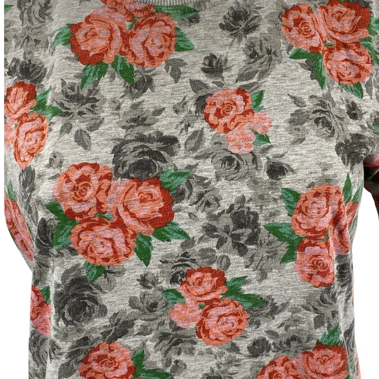 Adidas Stella Sport Gray Floral Short Sleeve Crew Neck T Shirt Tee Top Size S
