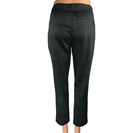 Wit & Wisdom Black Plaid Mid Rise Slim Straight Cropped Trouser Pants Size 2