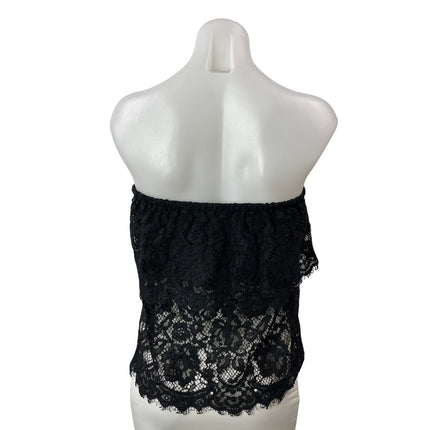 Aritzia Wilfred Women's Black Sleeveless Strapless Floral Lace Tube Top Size XS