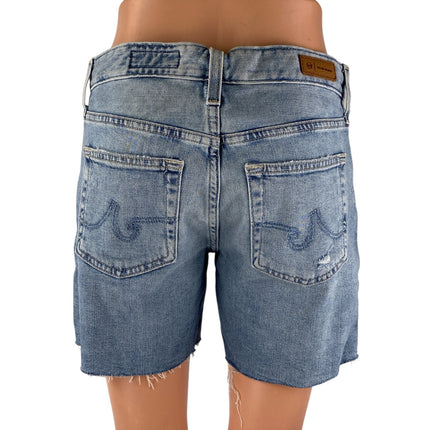 AG Adriano Goldschmied Mid Rise Frayed Hem Denim Cut-off Boyfriend Shorts Sz 26