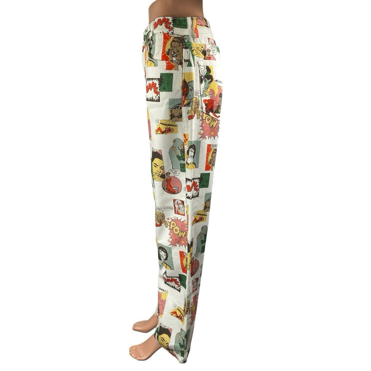 Reformation Comic Multicolor High Waisted Straight Leg Denim Jeans Size 28